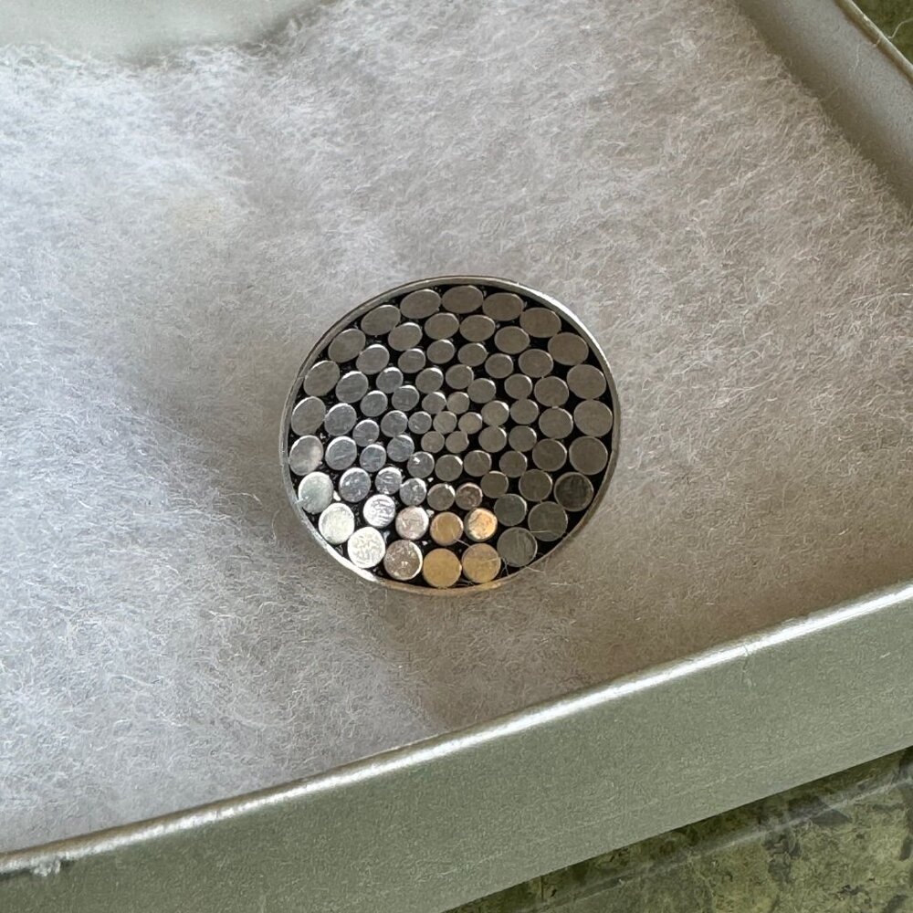 Silver Hammered Disk Ring - image 3